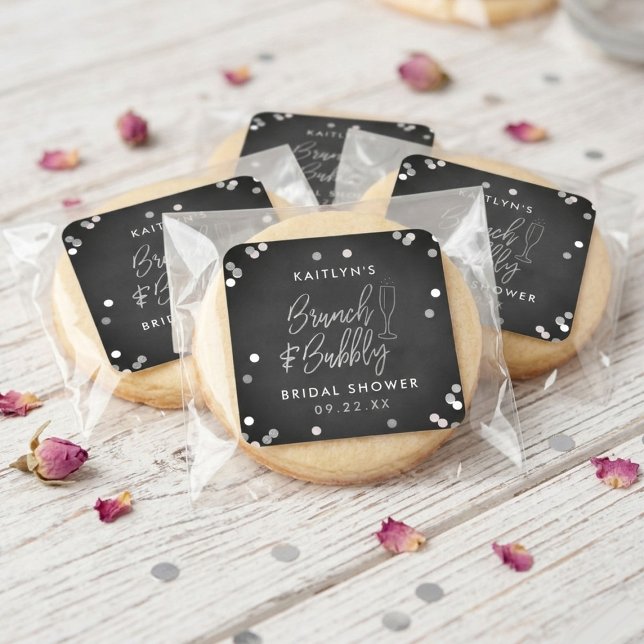 Brunch & Bubbly Confetti Bridal Shower Square Sticker (Creator Uploaded)