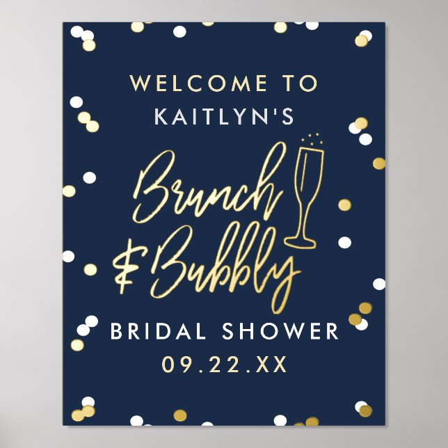 Brunch & Bubbly Confetti Bridal Shower Welcome Foil Prints (Front)