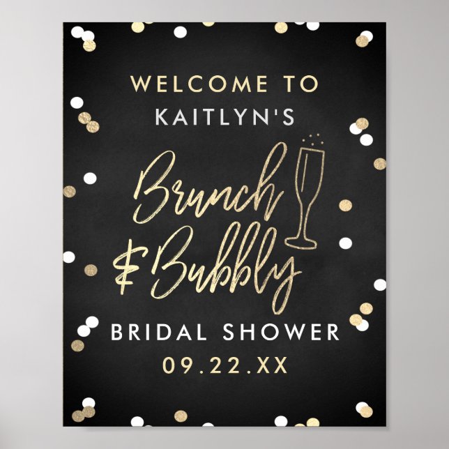 Brunch & Bubbly Confetti Bridal Shower Welcome Poster (Front)