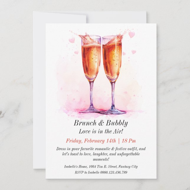 Brunch & Bubbly Customisable Valentine’s Invite (Front)