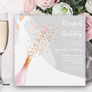 Brunch Bubbly Dress Grey Bridal Shower Invitations