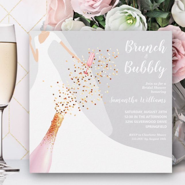 Brunch Bubbly Dress Grey Bridal Shower Invitations (Creator Uploaded)