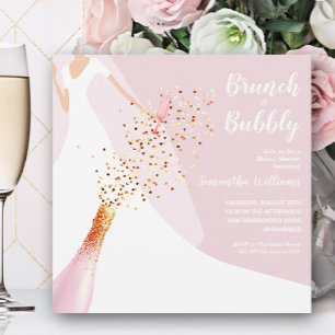 Brunch Bubbly Dress Pink Bridal Shower Invitations