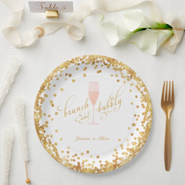 Brunch & Bubbly Engagement | Bachelorette | Shower Paper Plate (Wedding)