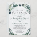 Brunch & Bubbly Eucalyptus Bridal Shower Invitatio Invitation<br><div class="desc">Brunch and Bubbly bridal shower invitation with watercolor sage green and dusty blue-green eucalyptus greenery and modern, handwritten script title and name backed with a watercolor wash. CHANGES: Change the personalised text font style, colour, size and placement for a custom look by clicking on CUSTOMIZE FURTHER at the bottom of...</div>