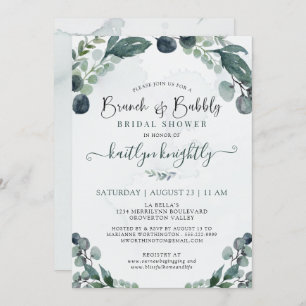 Brunch & Bubbly Eucalyptus Bridal Shower Invitatio Invitation