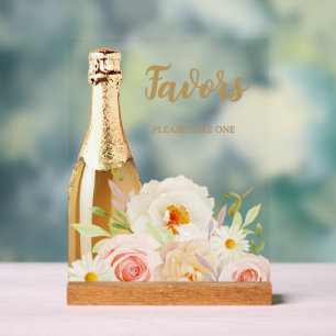 Brunch & Bubbly Floral Bridal Shower Favours Acrylic Sign