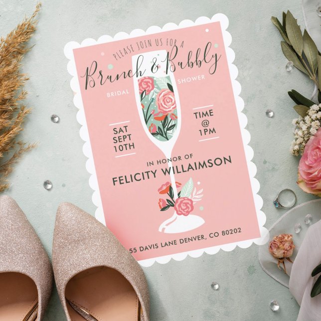 Brunch & Bubbly Floral Bridal Shower Invitation (Creator Uploaded)