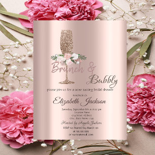  Brunch & Bubbly Flowers Drips Bridal Shower   Invitation