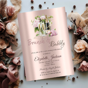  Brunch & Bubbly Flowers Pearls Bridal Shower   Invitation