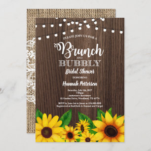 Brunch & Bubbly invitation Sunflower rustic