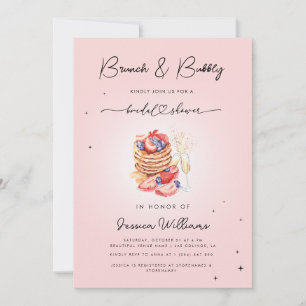 Brunch & Bubbly Pancakes Champagne Bridal Shower   Invitation