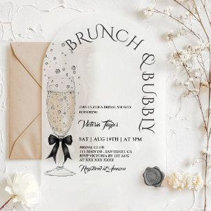 Brunch & Bubbly Prosecco Bow Bridal Shower Acrylic Invitations