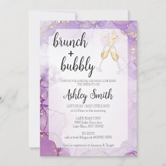 Brunch & Bubbly Purple Bridal Shower Invite