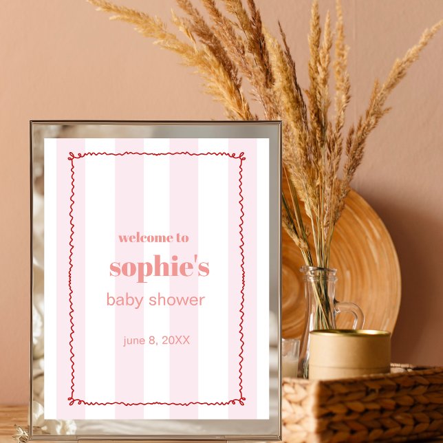 Brunch & Bubbly Red And Pink Wavy Welcome Sign (Creator Uploaded)