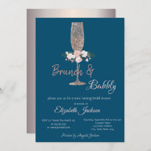 Brunch & Bubbly Rose Gold Bridal Shower Invitation