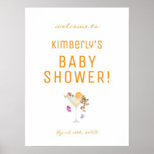 Brunch Bubbly Spring Champagne Baby Shower Welcome Poster