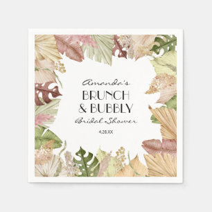 Brunch Bubbly Tropical Leaves Bridal Shower Napkin