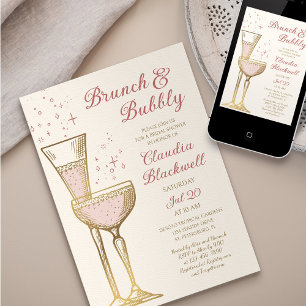 Brunch Bubbly Vintage Bridal Shower Invitation