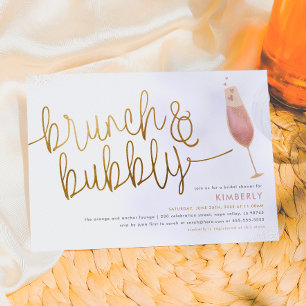 Brunch & Bubbly Watercolor Champagne Bridal Shower Invitation
