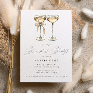 Brunch & Bubbly Watercolor Champagne Bridal Shower Invitation