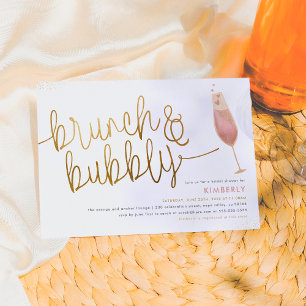 Brunch & Bubbly Watercolor Champagne Bridal Shower Invitation