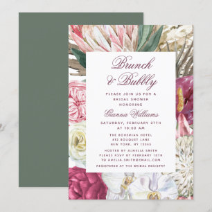 Brunch & Bubbly Watercolor Floral Bridal Shower Invitation