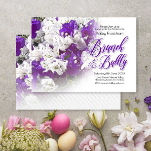 Brunch & Bubbly White Purple Wedding Invitation