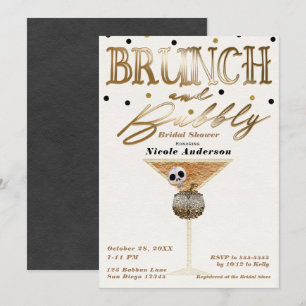 Brunch & Bubbly Wine Gold Halloween Bridal Shower Invitation