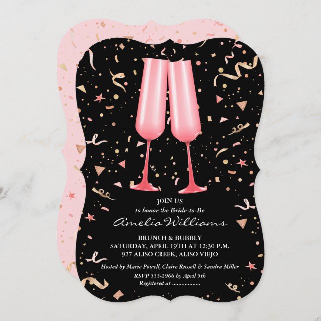 Brunch Champagne Bridal Shower Invitations (Front/Back)