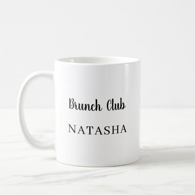 Brunch Club Name Modern Handwritten Script Design Coffee Mug (Left)