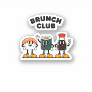 Brunch Club Retro Sushi & Soy Sauce Cartoon Fun