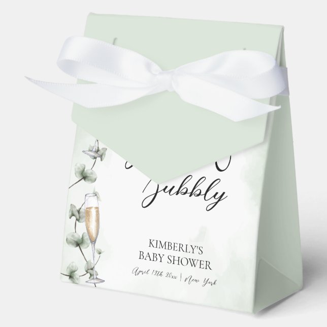 Brunch Eucalyptus Champagne Garden Baby Shower Favour Box (Front)