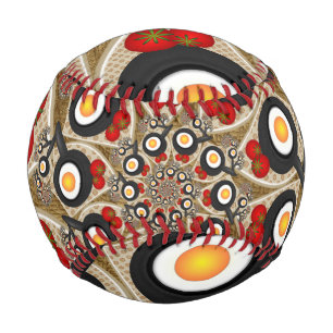 Brunch Fractal Art Funny Food, Tomatoes, Eggs Baseball