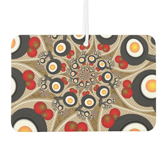 Brunch Fractal Art Funny Food, Tomatoes, Eggs Car Air Freshener (Front)
