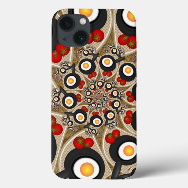Brunch Fractal Art Funny Food, Tomatoes, Eggs Case-Mate iPhone Case (Back)