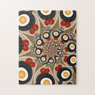 Brunch Fractal Art Funny Food, Tomatoes, Eggs Jigsaw Puzzle