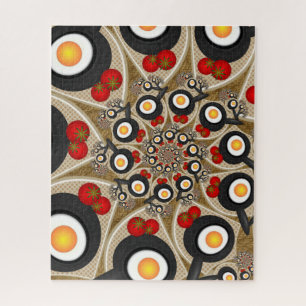 Brunch Fractal Art Funny Food, Tomatoes, Eggs Jigsaw Puzzle
