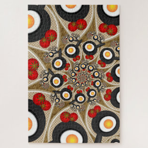 Brunch Fractal Art Funny Food, Tomatoes, Eggs Jigsaw Puzzle