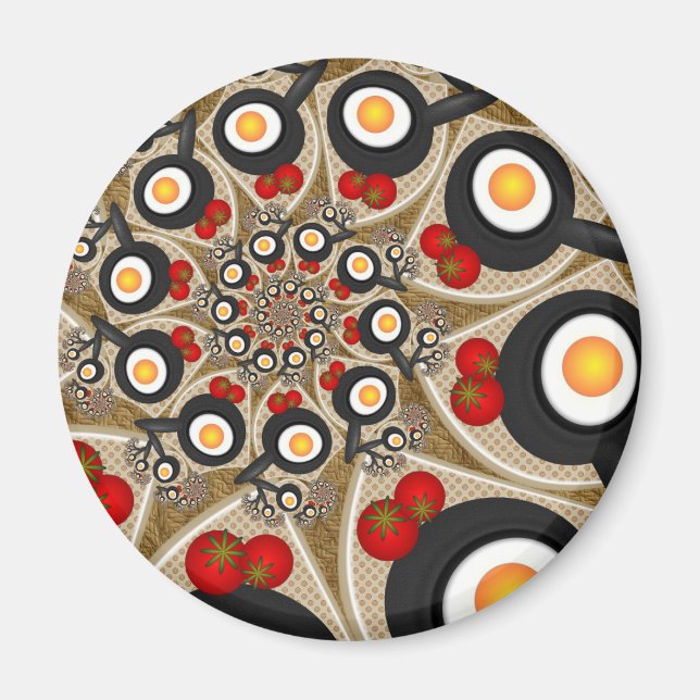 Brunch Fractal Art Funny Food, Tomatoes, Eggs Magnet (Front)