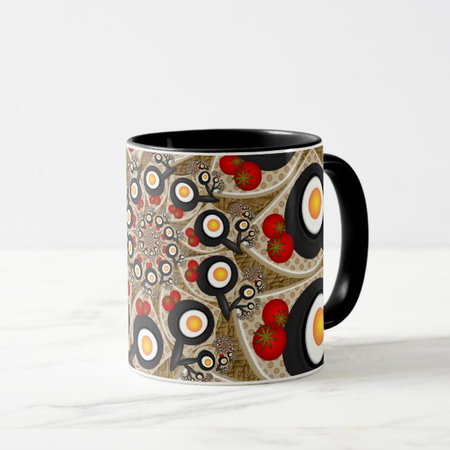 Brunch Fractal Art Funny Food, Tomatoes, Eggs Mug (Front Right)