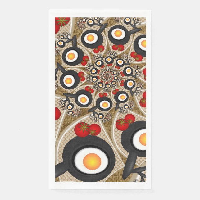 Brunch Fractal Art Funny Food, Tomatoes, Eggs Napkin (Front)