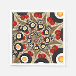 Brunch Fractal Art Funny Food, Tomatoes, Eggs Napkin
