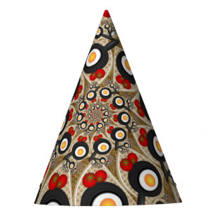 Brunch Fractal Art Funny Food, Tomatoes, Eggs Party Hat