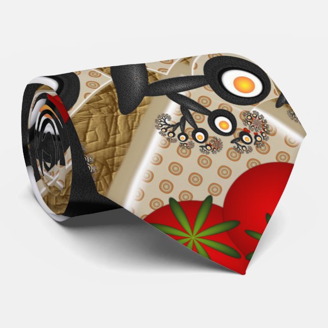 Brunch Fractal Art Funny Food, Tomatoes, Eggs Tie (Rolled)