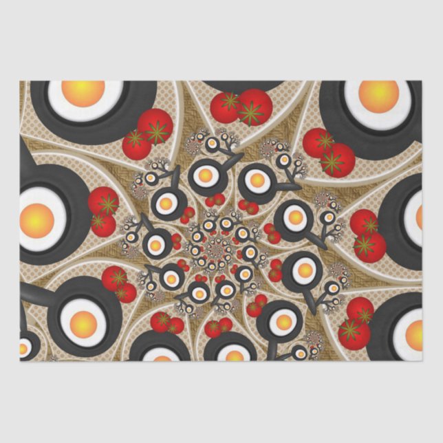Brunch Fractal Art Funny Food, Tomatoes, Eggs Tissue Paper (Front)