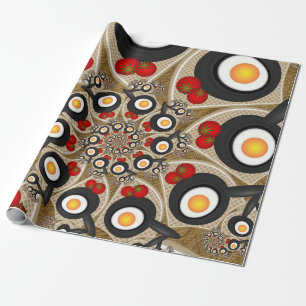 Brunch Fractal Art Funny Food, Tomatoes, Eggs Wrapping Paper