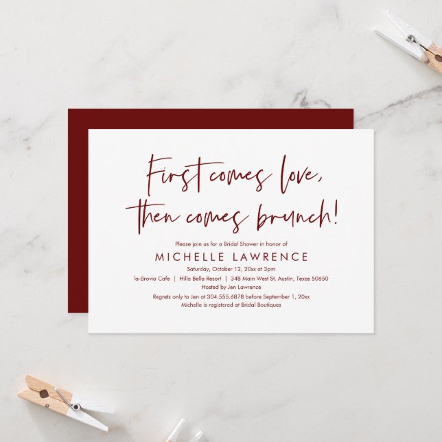 Brunch, Friends, Love, Casual Bridal Shower  Invitation (Front/Back In Situ)