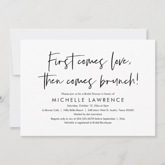Brunch, Friends, Love, Casual Bridal Shower Invitation (Front)