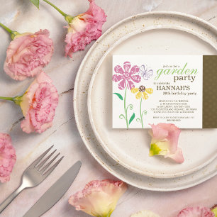 Brunch Garden Party Birthday Invitations